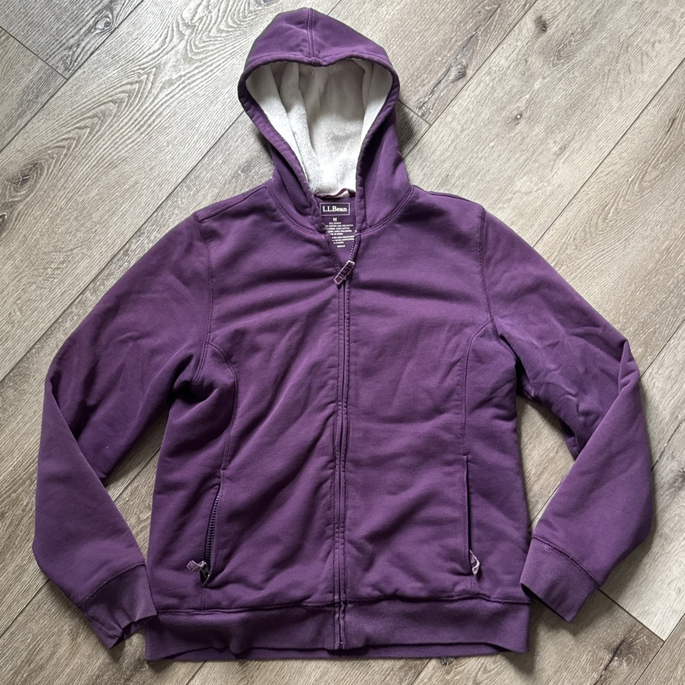 L.L. Bean Purple Fur-Lined Zip Hoodie Women's Sz S | Sherpa